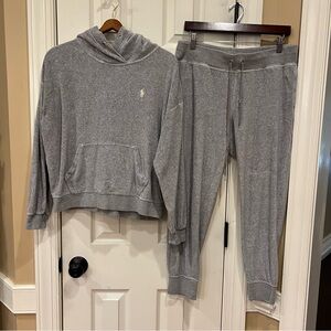 Polo Ralph Lauren Tracksuit Gray Hoodie Joggers Sweatpants Sweatsuit M/L